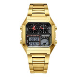 Dual Display Multifunctional Waterproof Alarm Clock Luminous Sports Chronograph Watch