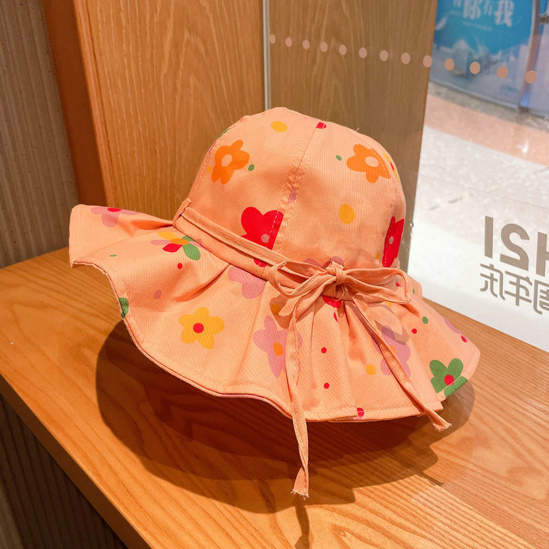 Summer Sunscreen Large Brim Hat Flowers Children's Sun Hat Girls