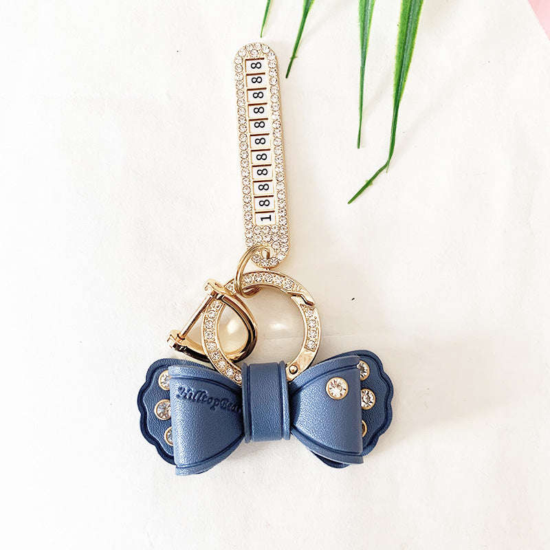 Alloy Diamond Bow Keychain Handbag Pendant