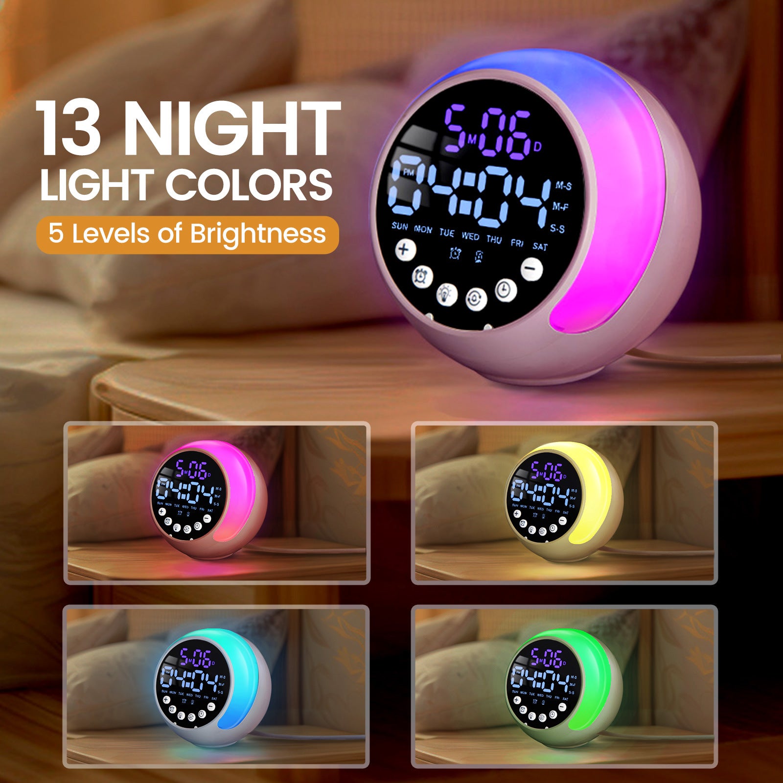 Multifunctional Children's Alarm Clock Night Light RGB With Wake-up Light