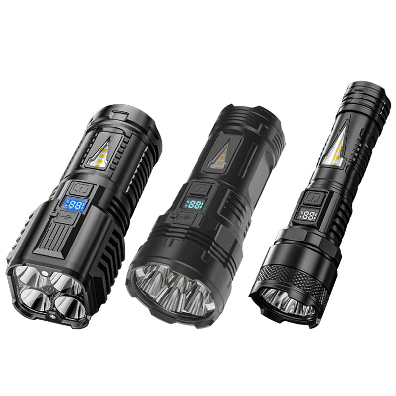 Outdoor Strong Light Super Bright Long-range Multi-gear Dimming Long-lasting Endurance Type-C Rechargeable Flashlight