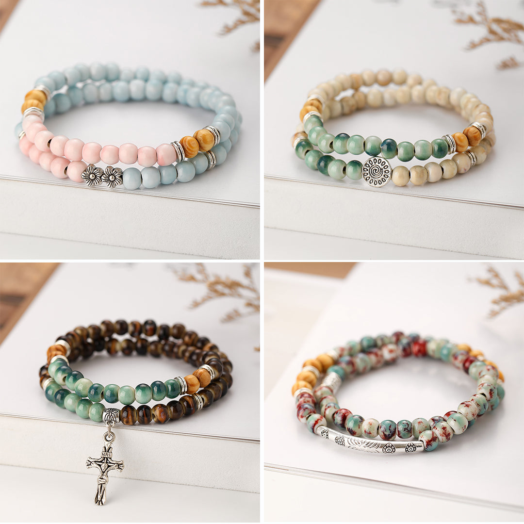 Retro Double-layer Ceramic Bracelet For Women