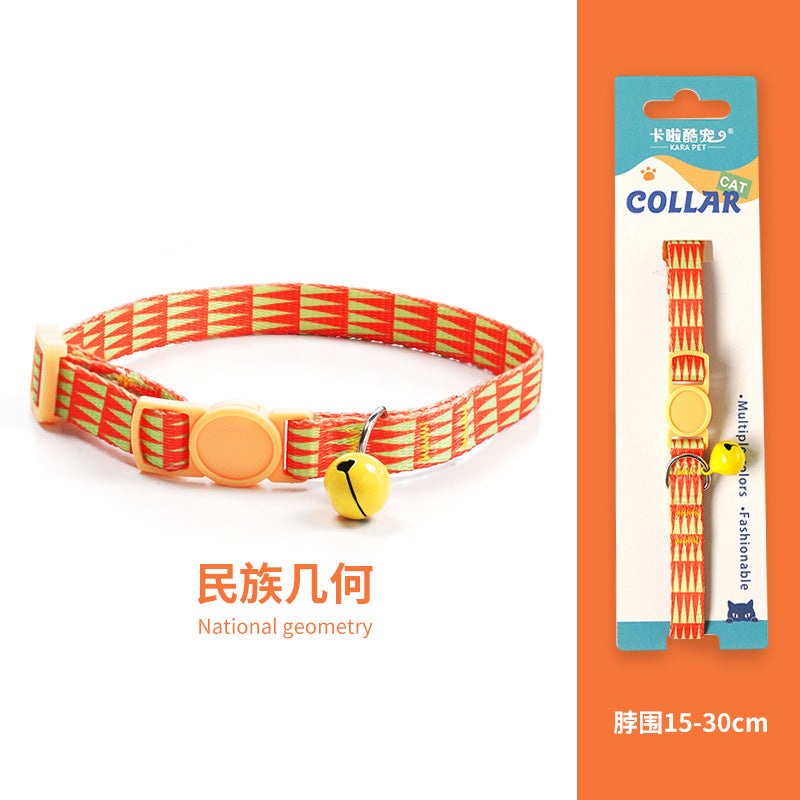 Woven Collar Bell Anti-suffocation Comfortable Safety Buckle Pet Decoration