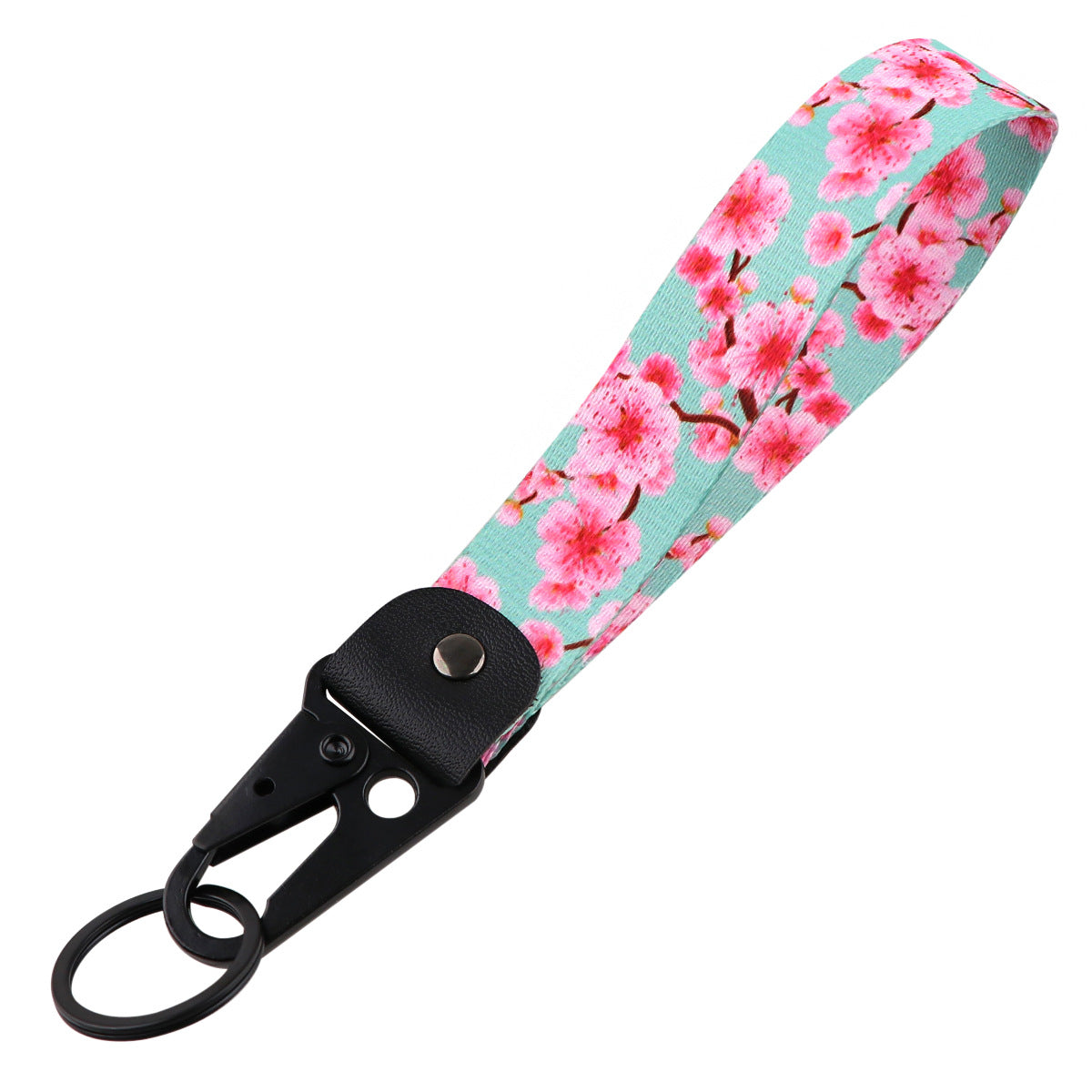 Cherry Blossom Leather Metal Keychains