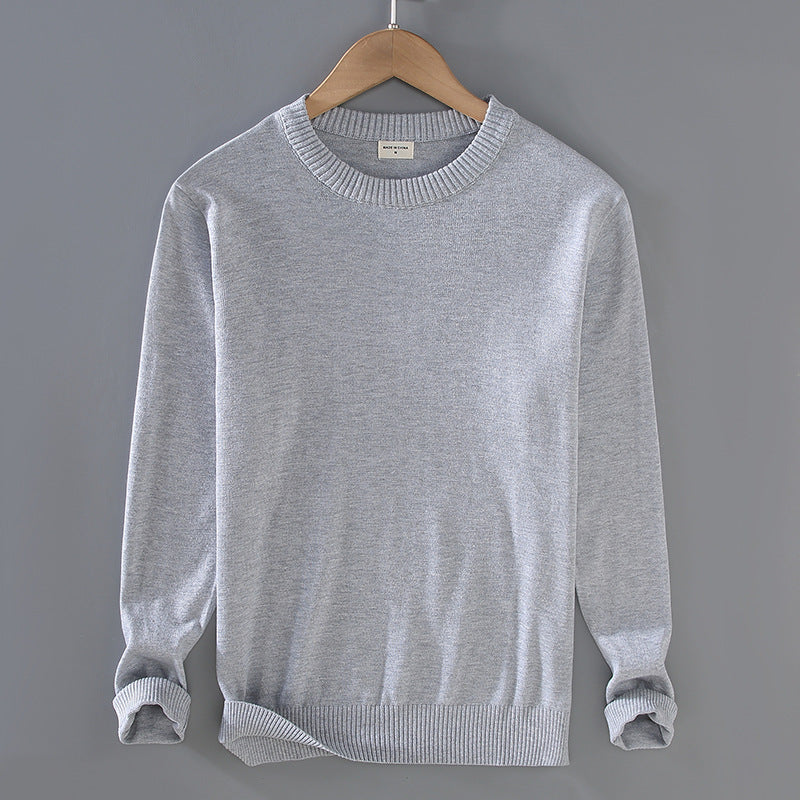 Men's Top Pullover Inner Stretch Rib Round-neck Sweater