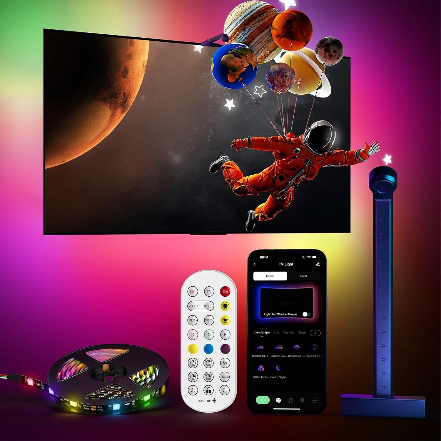RGB Ambience Light With Computer E-sports Room Desktop Display Background