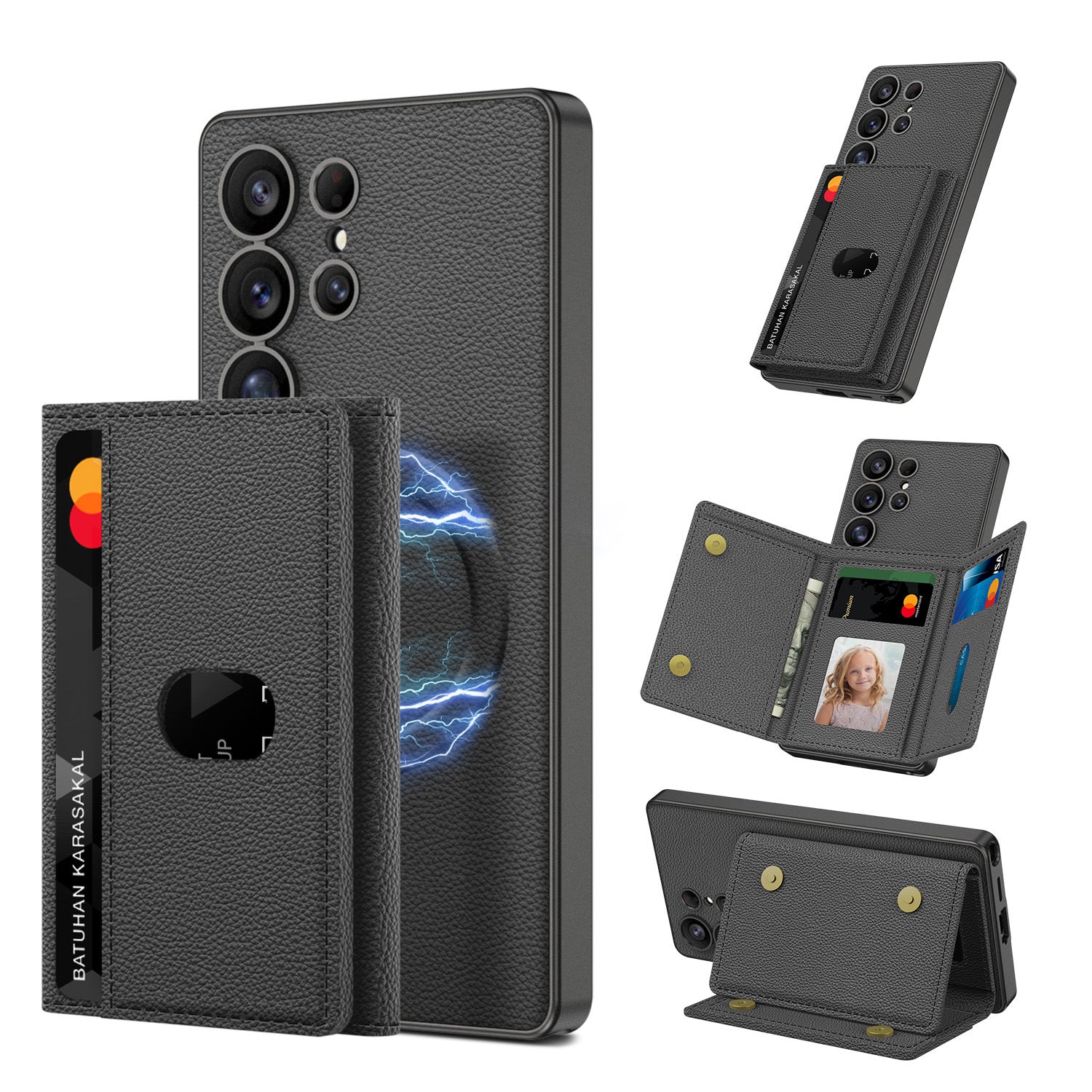 Built-in Wireless Charger Phone Case Magnetic Split Wallet Case With Stand