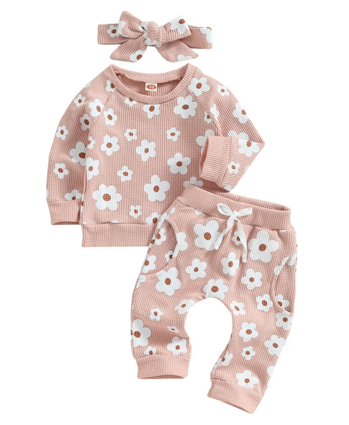 Personality New Waffle Print Sweater Suit