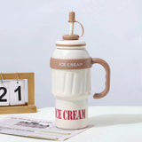 Handle Ice Cream Vacuum Cup Stainless Steel Large Capacity