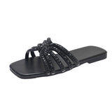 Solid Color Lightweight Rhinestone Ornament Ladies' Sandals