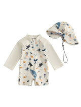 Hat One-piece Long Sleeves Children's Swimsuit