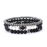 Men's Fashion Natural Lava Tiger-eye Bracelet Suit
