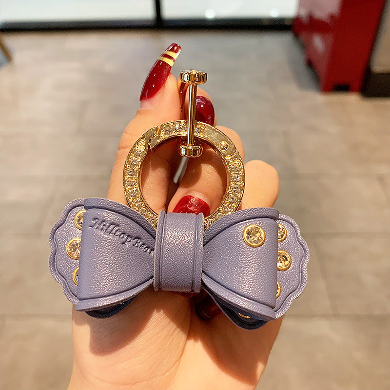 Alloy Diamond Bow Keychain Handbag Pendant