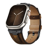 Watch Strap Stainless Steel Connector Genuine Leather Solid Type