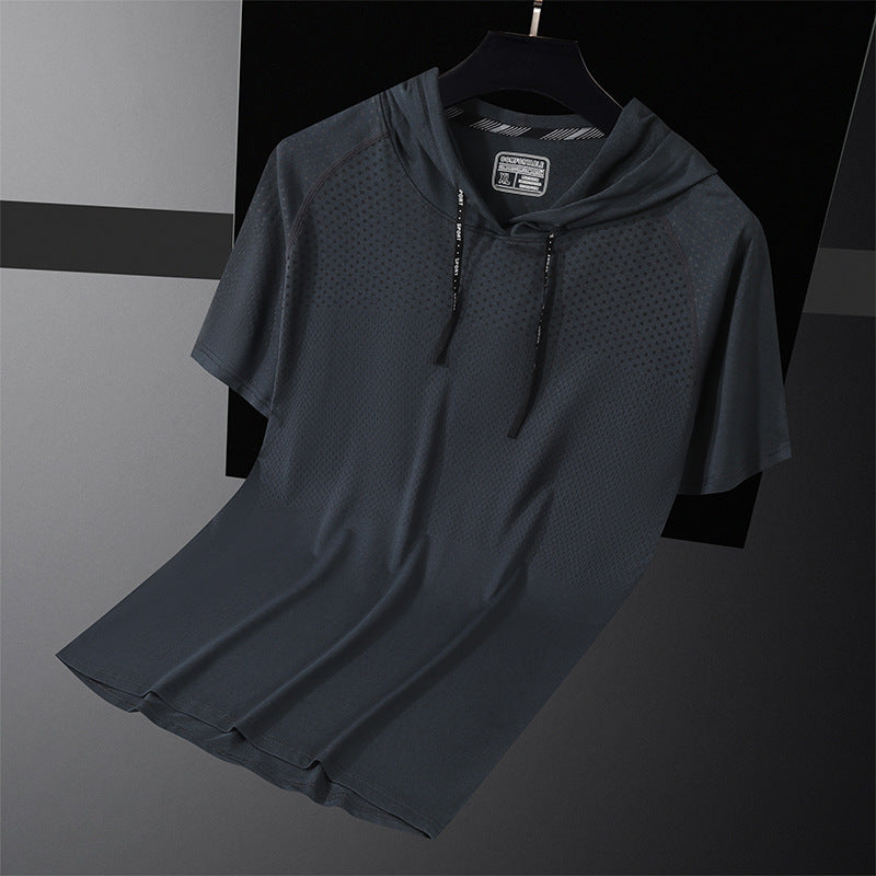Quick-drying Hooded T-shirt Exercise Workout Clothes High Elasticity