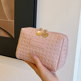 Classic Style Woven Pattern Cosmetic Bag