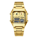 Dual Display Multifunctional Waterproof Alarm Clock Luminous Sports Chronograph Watch