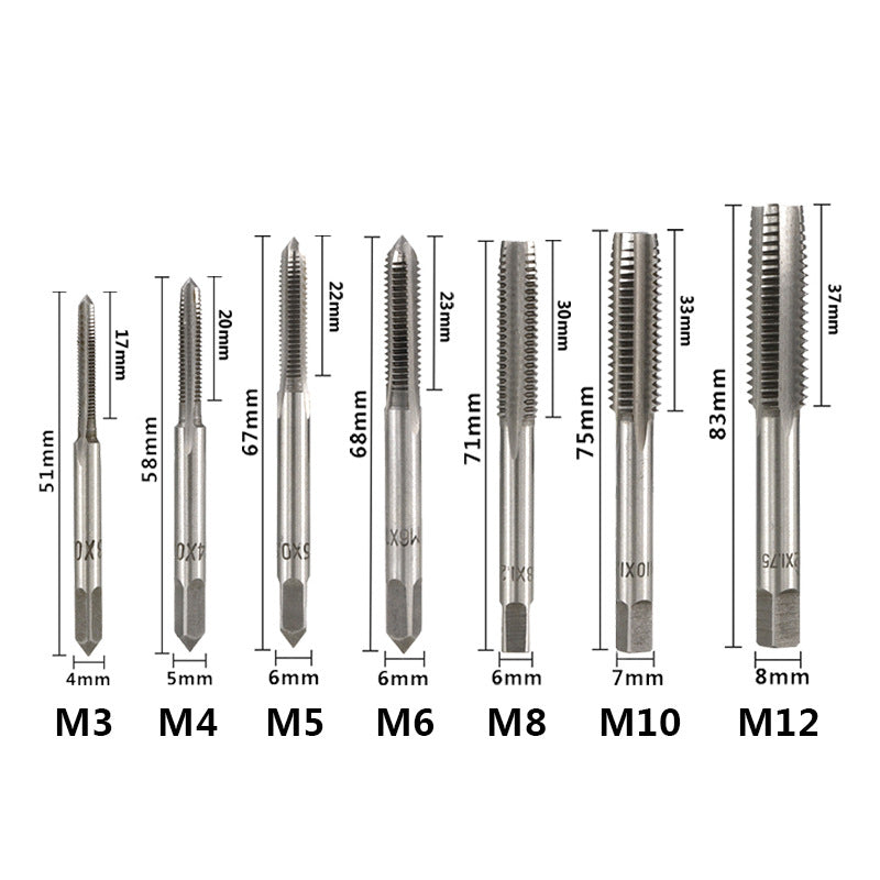 8-piece Tap Hardware Tools Metric Hand Tap Suit