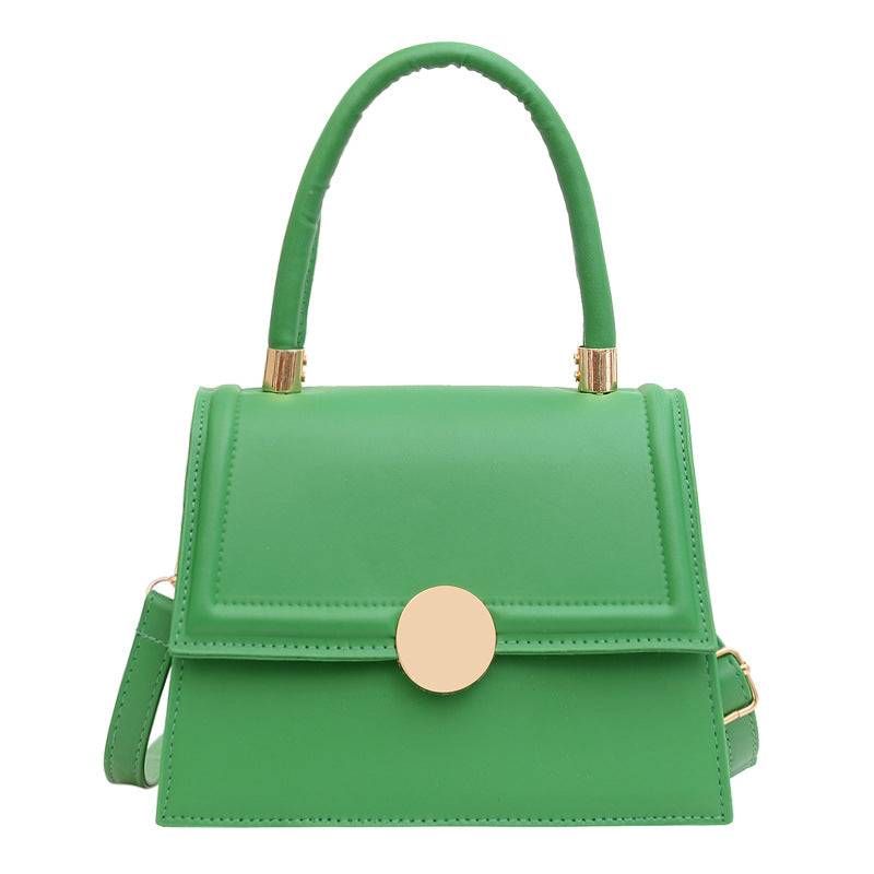 Lock Single Shoulder Crossbody Solid Color Textured Small Square Bag