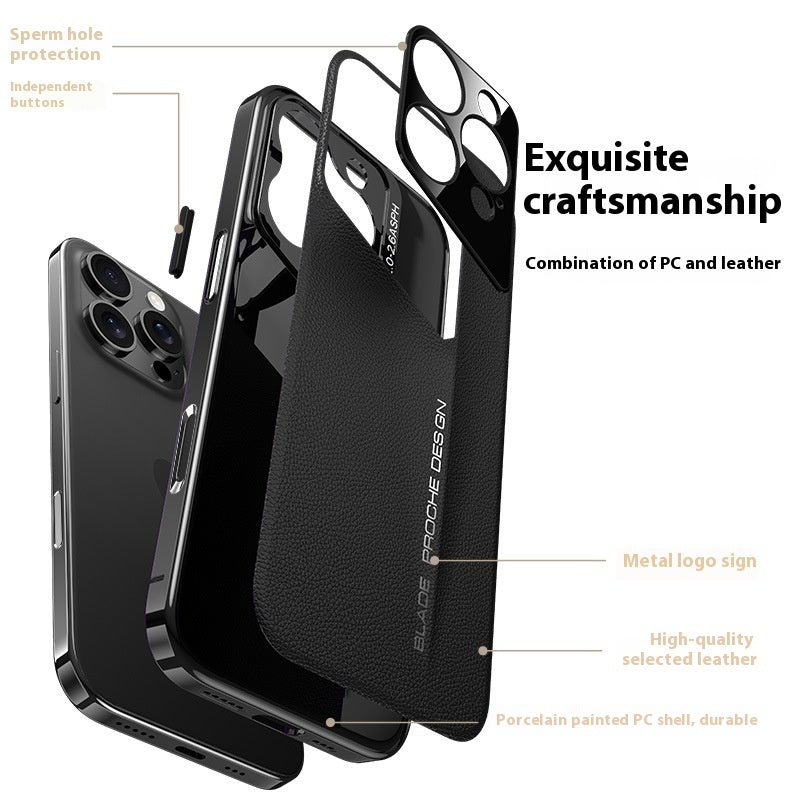 Fashion Electroplated Plain Leather Luxury Phone Case
