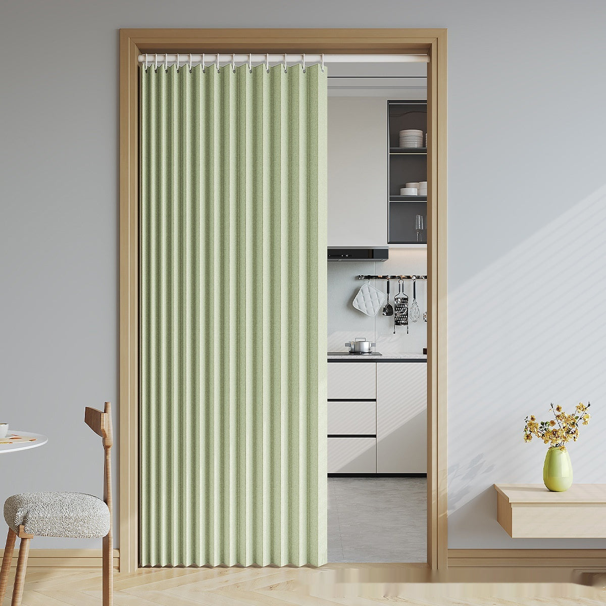 Household Solid Color Folding Partition Door Curtain