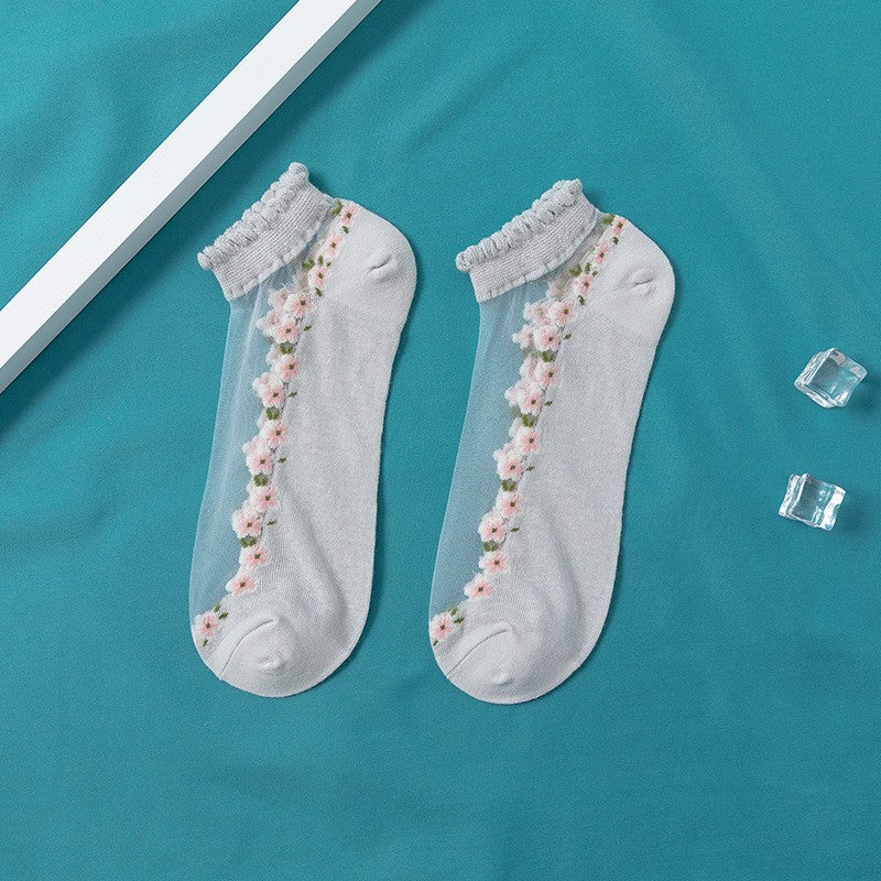 Invisible Floral Lace Socks