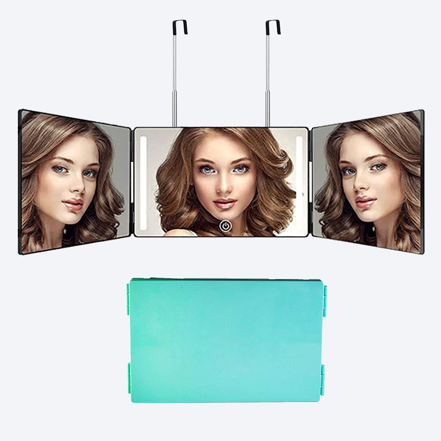 Cosmetic Mirror Retractable Adjustable Hanging Folding Three Sides