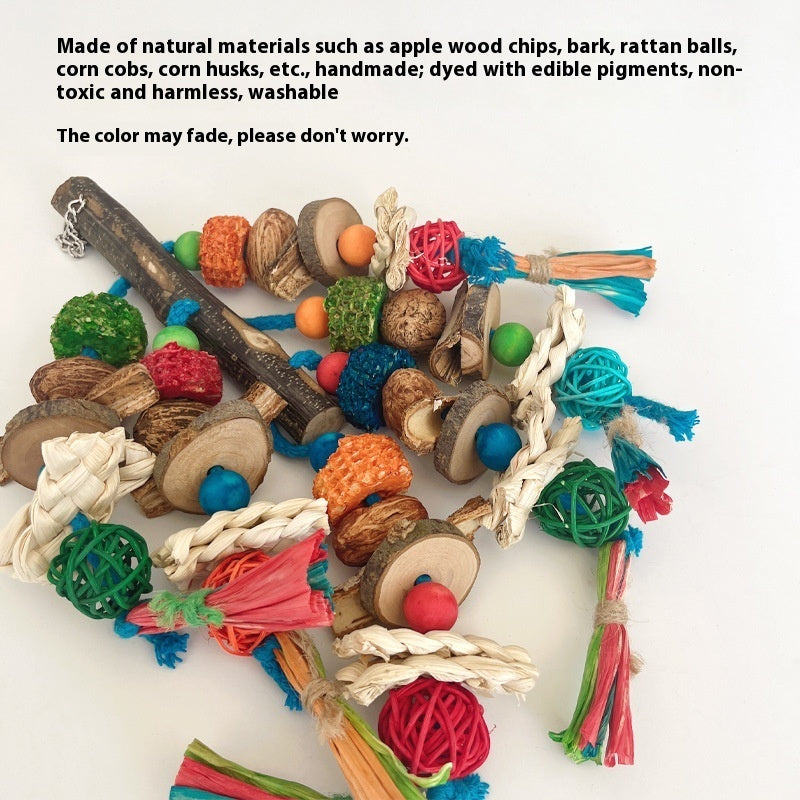 Parrot Toy Bird Decompression Relieving Stuffy Natural Material Tearing Toy Color String Combination