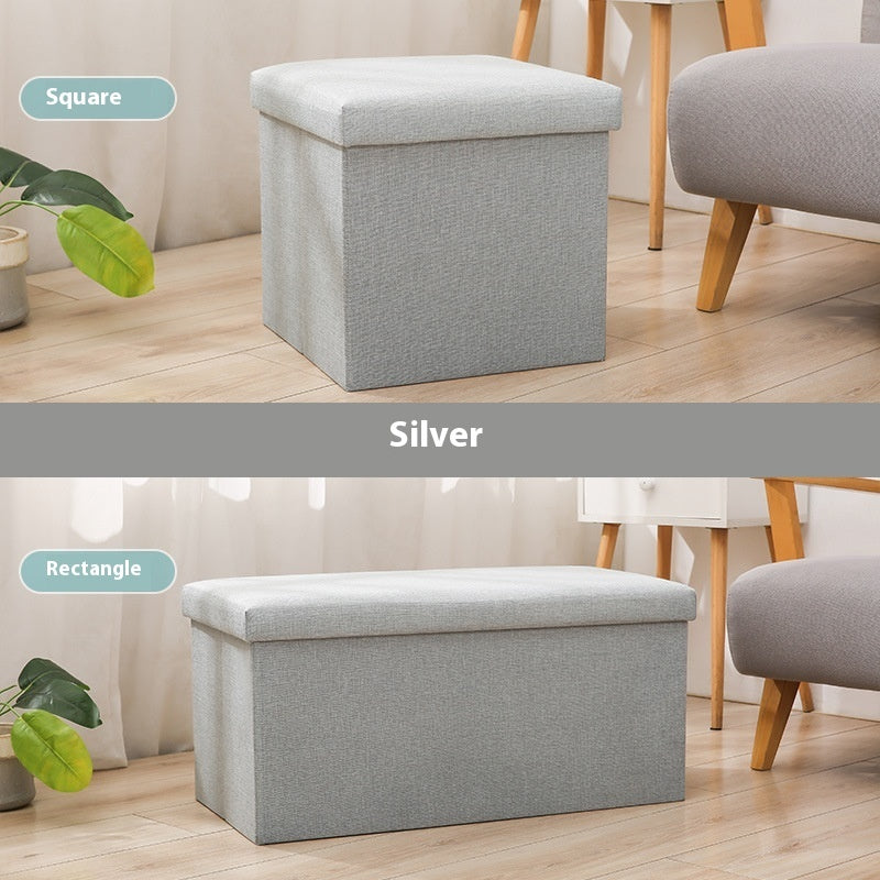 Household Folding Storage Organizer Sofa Shoe Changing Bench Cotton And Linen Storage Stool