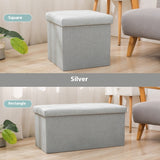 Household Folding Storage Organizer Sofa Shoe Changing Bench Cotton And Linen Storage Stool