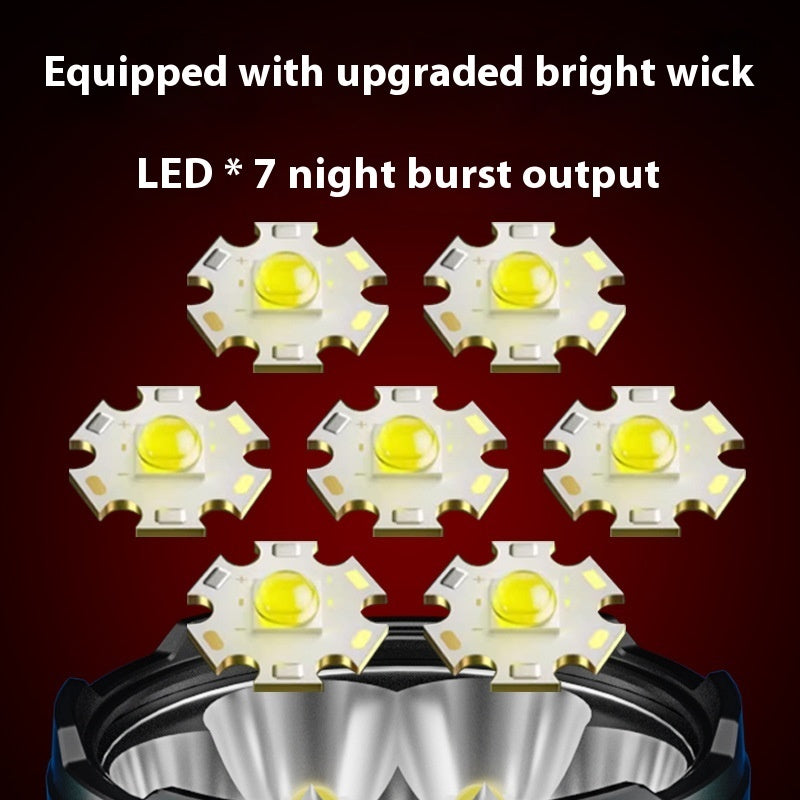 Outdoor Strong Light Super Bright Long-range Multi-gear Dimming Long-lasting Endurance Type-C Rechargeable Flashlight