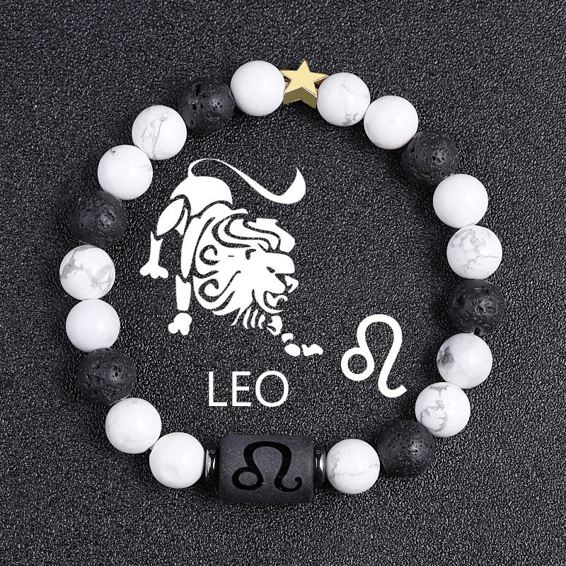 White-barked Pine Volcanic Rock String Beads And Round All-match Bracelet Beads