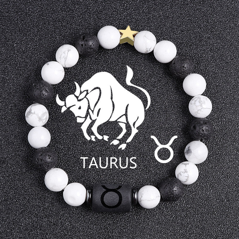 White-barked Pine Volcanic Rock String Beads And Round All-match Bracelet Beads
