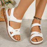 Plus Size Peep Toe Sandals Outer Wear Velcro