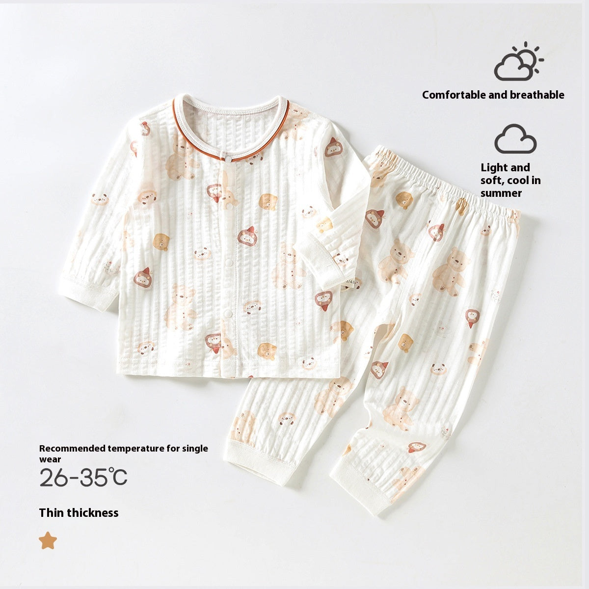 Newborn Months Crawling Thin Short Sleeve Cute Pajamas