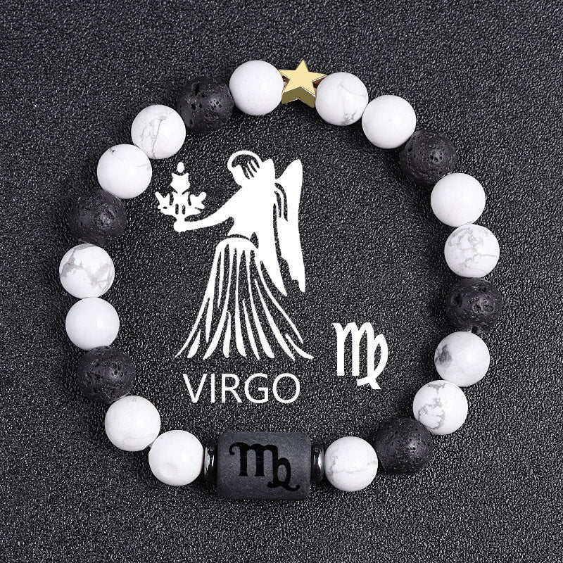 White-barked Pine Volcanic Rock String Beads And Round All-match Bracelet Beads