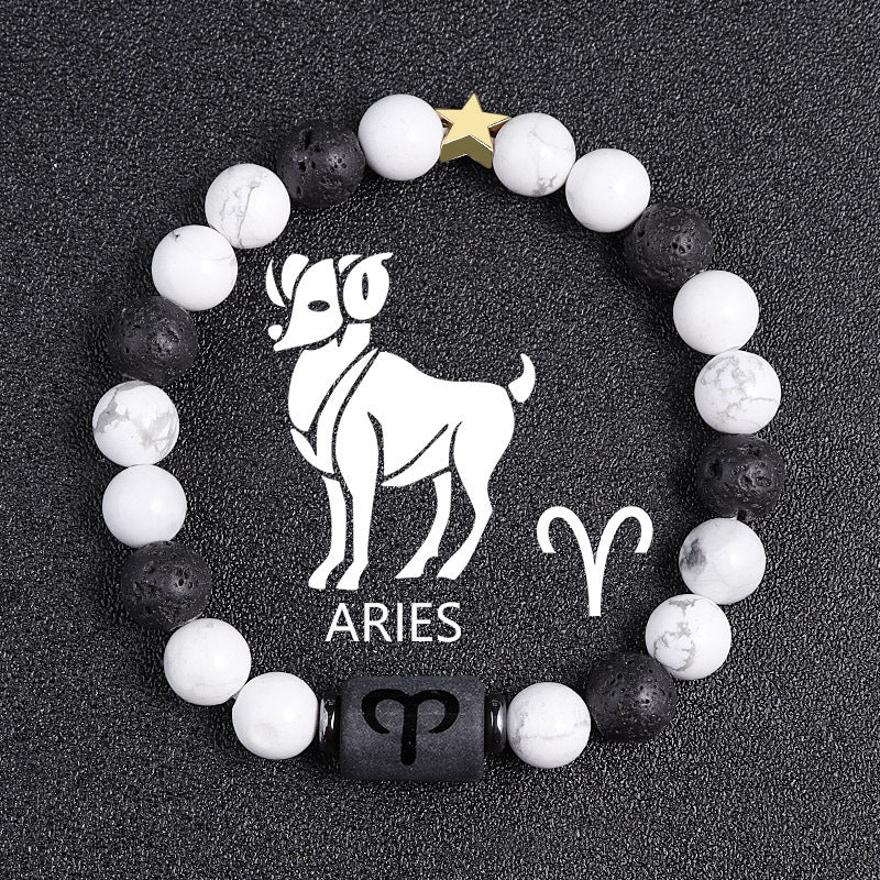 White-barked Pine Volcanic Rock String Beads And Round All-match Bracelet Beads