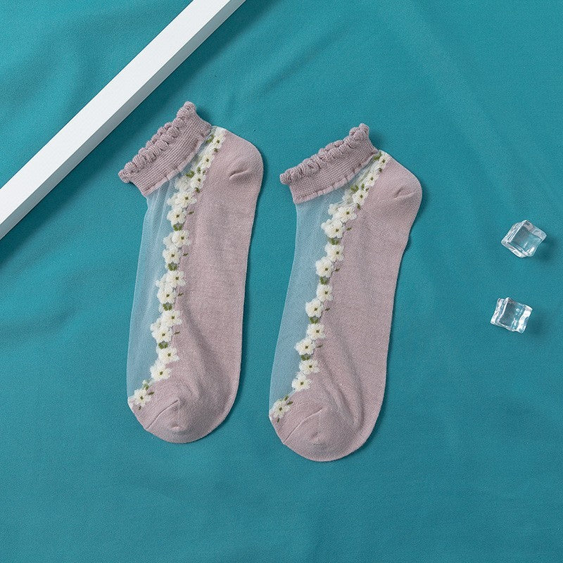 Invisible Floral Lace Socks