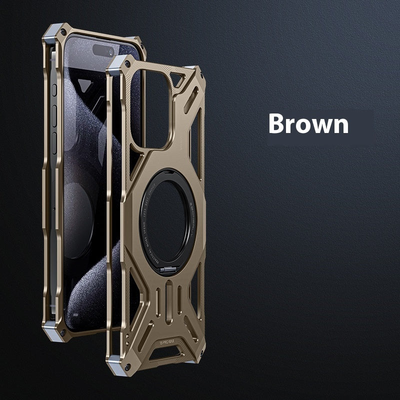 Aluminum Alloy Phone Case Full-covered Magnetic Rotating Bracket