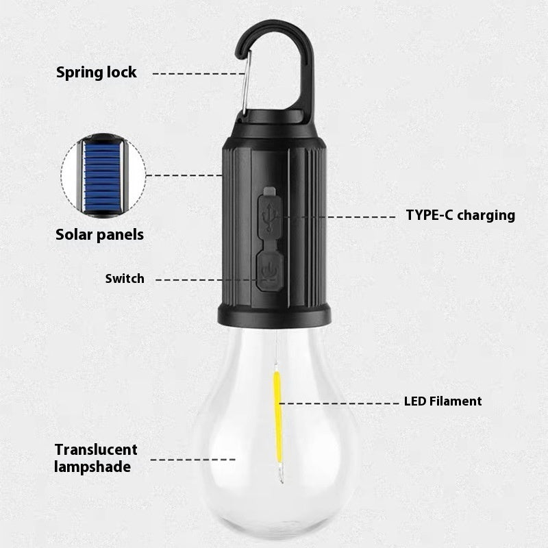 Waterproof Solar-powered Bulb with Hook