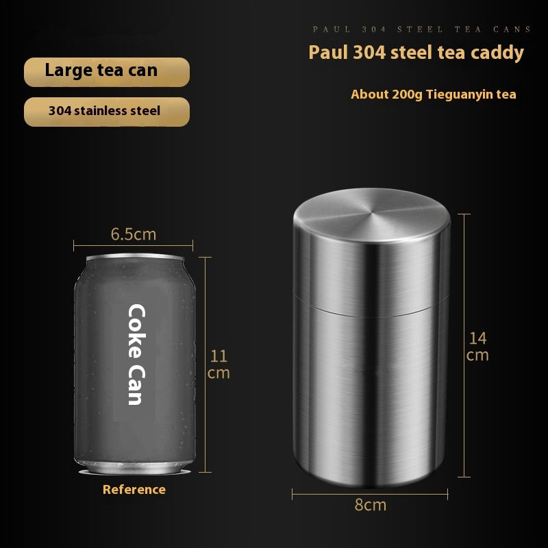 304 Stainless Steel Tea Leaf Jar Sealed Cans Moisture-proof Household