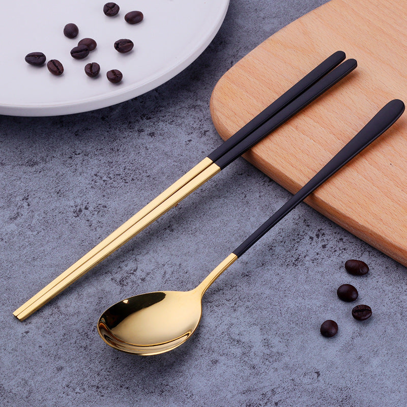 Tableware Two-piece Set Titanium-plated Spoon Chopsticks