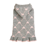 Small Dog Sweater Hoodies Dress Winter Knit Cute Clothing Heart Puppy Clothes For Dogs Cats Soft Warm Pet Outfits With Leash Hole
