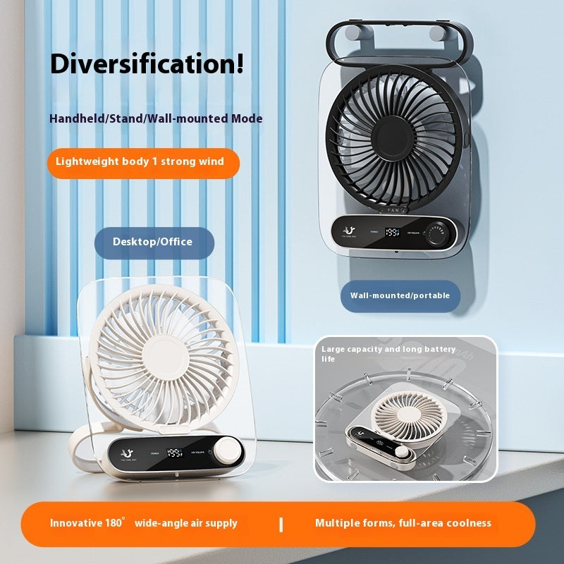 Ultra-thin Desktop Digital Display Fan Mute Mini Wind Portable Handheld Usb Charging