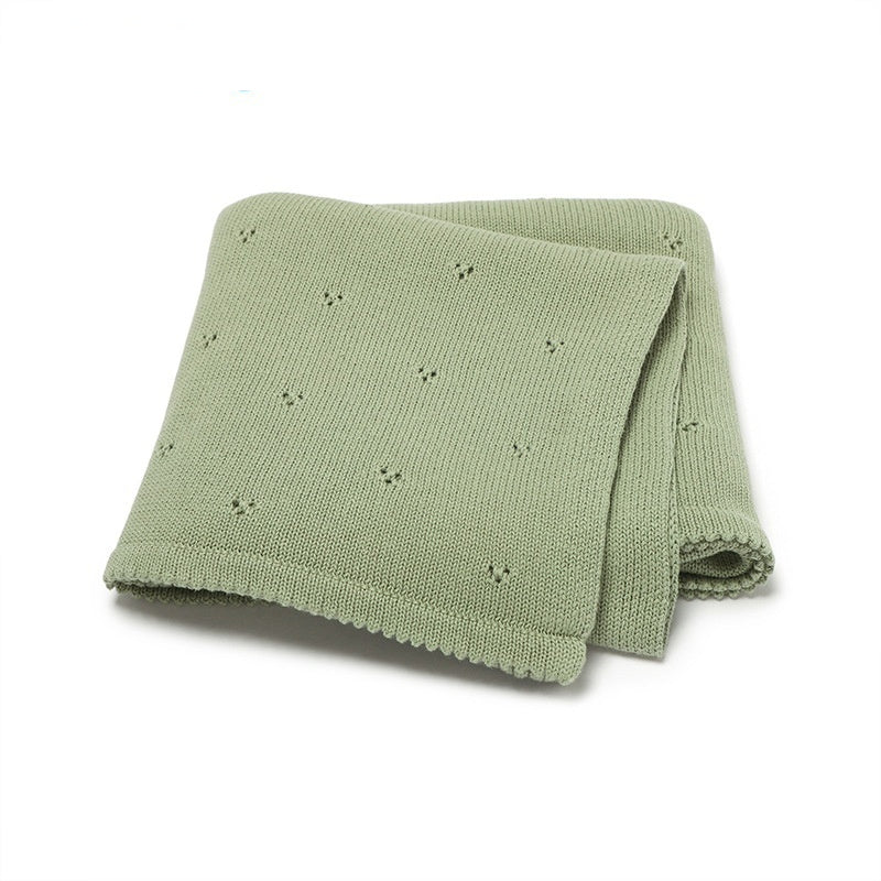 Baby Boys' And Girls' Knitted Solid Color Hollow-out Dot Quilt Quilt