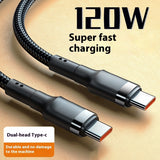 6A Double USB Type-C Cable 120W Fast Charge