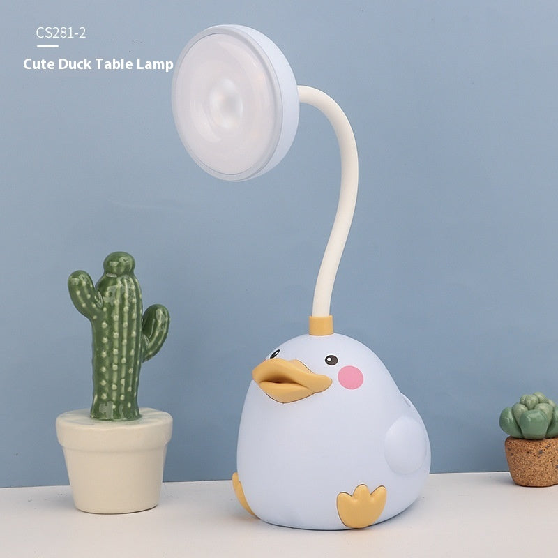 Cute Duck Pen Holder Storage LED Desk Lamp