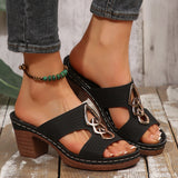 Wedge Platform Slippers Women's Shoes Chunky Heel Platform Fish Mouth I-shaped