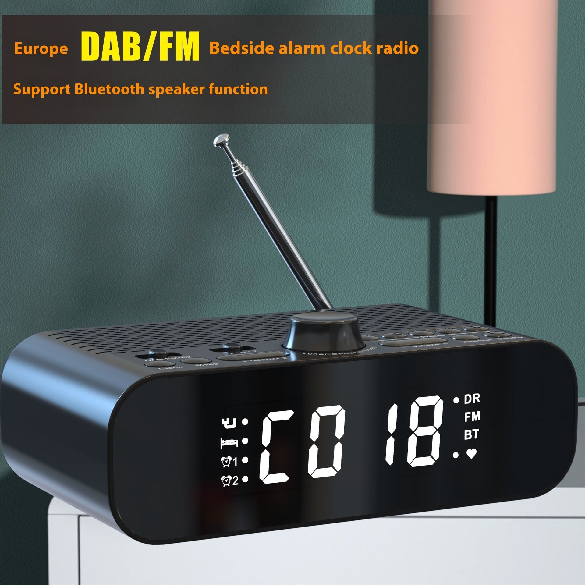 DAB/FM Bedside Alarm Clock Radio Support Bluetooth Speaker