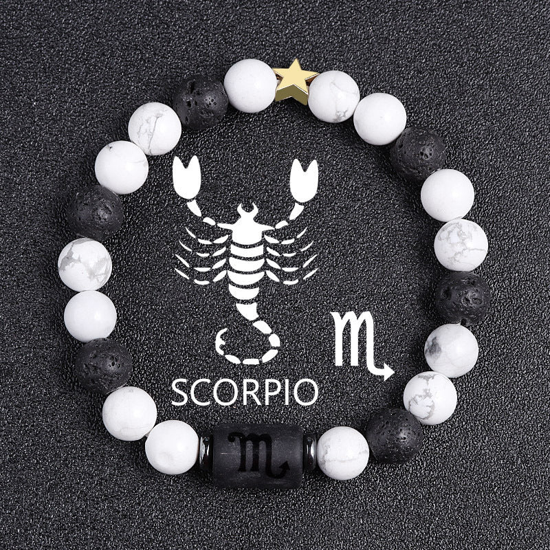 White-barked Pine Volcanic Rock String Beads And Round All-match Bracelet Beads